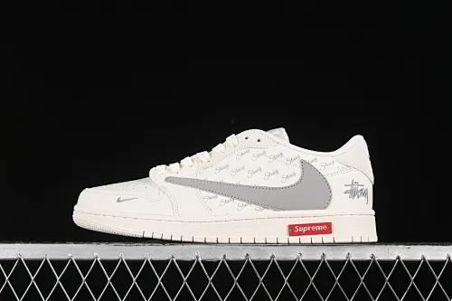 All categories Air Jordan Jordan series basketball shoes Air Jordan 1 Low High-end customized low-top sneakers Travis Scott x Fragment Design x Air Jordan 1 Low OG SP AJ1 Joe 1 Stussi joint-English beige hook low-top cultural casual sneakers SJ2068-115